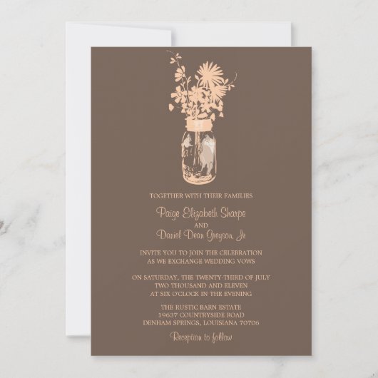 Fleurs sauvages & Mason Jar Mariage Invitations (Devant)