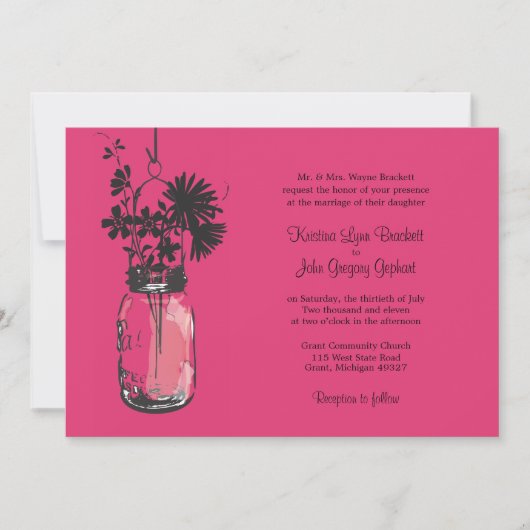 Fleurs sauvages & Mason Jar Mariage Invitations (Devant)