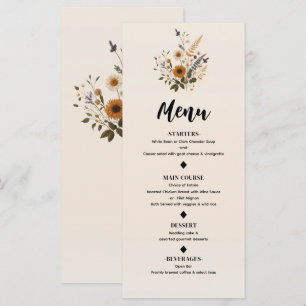 Fleurs Sauvages Menu Floral Vintage Bohème Mariage