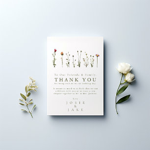 Fleurs sauvages modernes Mariage merci Table Card