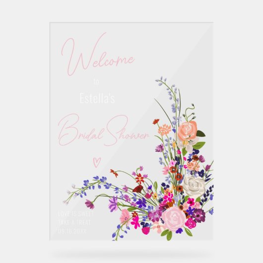 Fleurs sauvages modernes script douche de mariée b (Recto)