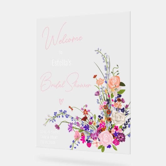 Fleurs sauvages modernes script douche de mariée b (Angle)