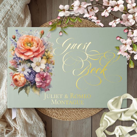 Fleurs sauvages & Monogramme - Feuille de sauge