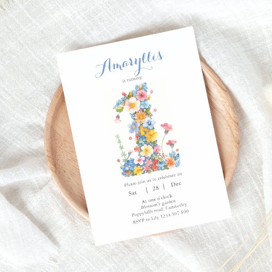 Fleurs sauvages Numéro 1 Invitation d'anniversaire