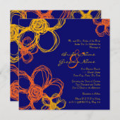 Fleurs sauvages orange et jaune Faire-part de mari (Devant / Derrière)