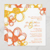 Fleurs sauvages orange et jaune Faire-part de mari (Devant / Derrière)