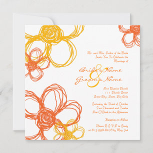 Fleurs sauvages orange et jaune Faire-part de mari