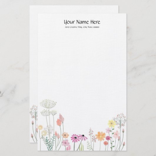 Fleurs sauvages Papeterie lin (Devant / Derrière)