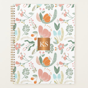 Fleurs sauvages pastel avec monogramme de cuivre m