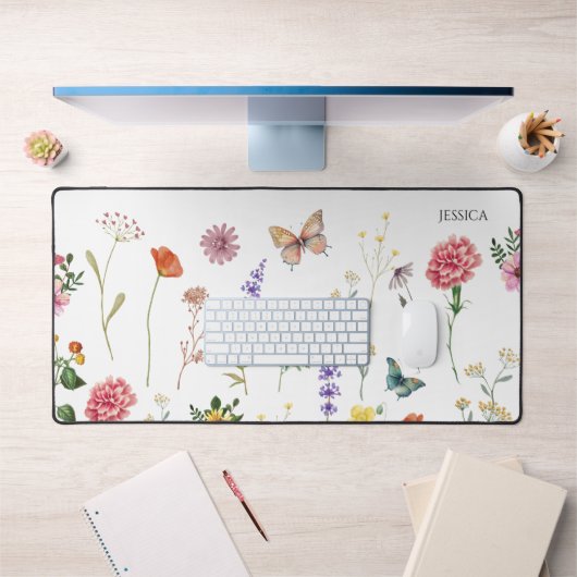 Fleurs sauvages Pressé Floral Simple Nom de bureau (Bureau 1)