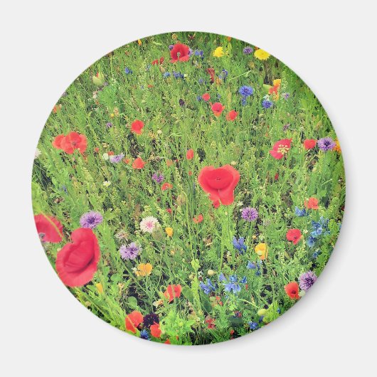 Fleurs sauvages Printemps Photo 5,7 Cm Magnet rond (Devant)