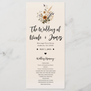 Fleurs Sauvages Programme de Mariage Floral Vintag
