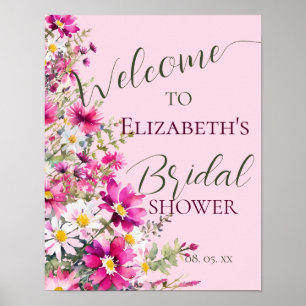 Fleurs sauvages rose vif Affiche de bienvenue de s