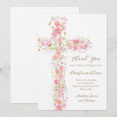 fleurs sauvages roses croix carte de confirmation (Devant / Derrière)