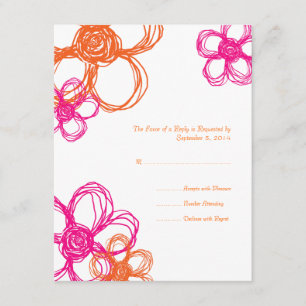 Fleurs sauvages roses et orange Mariage RSVP