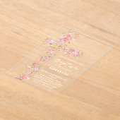 fleurs sauvages roses invitation de baptême (Poser)