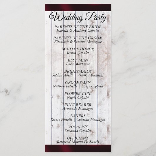 Fleurs sauvages & Ruban - Programme Mariage Bourgo (Dos)