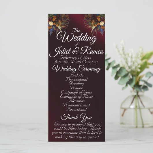 Fleurs sauvages & Ruban - Programme Mariage Bourgo (Debout devant)