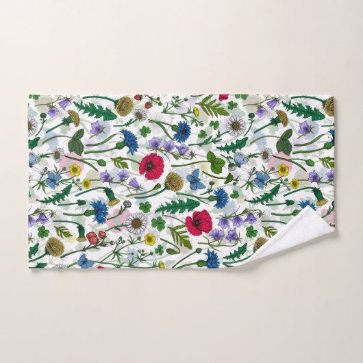 Fleurs sauvages sur blanc cassé (Serviette à main)