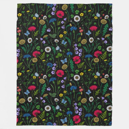 Fleurs sauvages sur couverture en toison noire (Devant)
