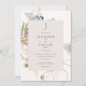 Fleurs sauvages sur Faire-part de mariage crème (Devant)