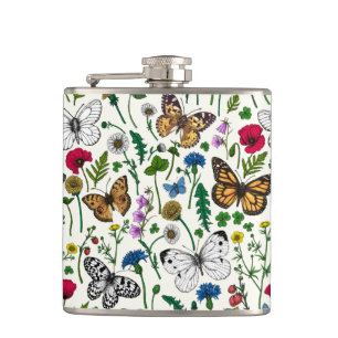Fleurs sauvages sur flacon blanc