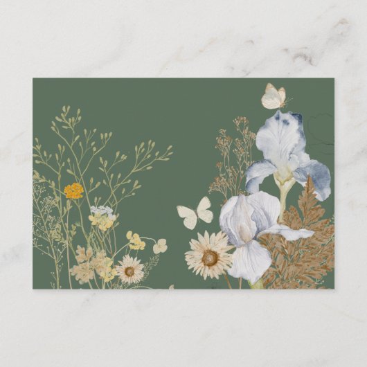 Fleurs sauvages sur la carte d'accueil de mariage (Dos)