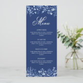 Fleurs sauvages sur menu bleu français (Debout devant)