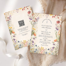 Fleurs sauvages vintage  Invitation de mariage ave