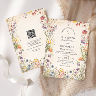 Fleurs sauvages vintage Invitation de mariage ave