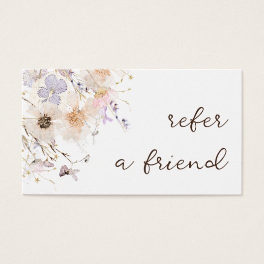 Fleurs séchées élégante carte de référence (Devant)