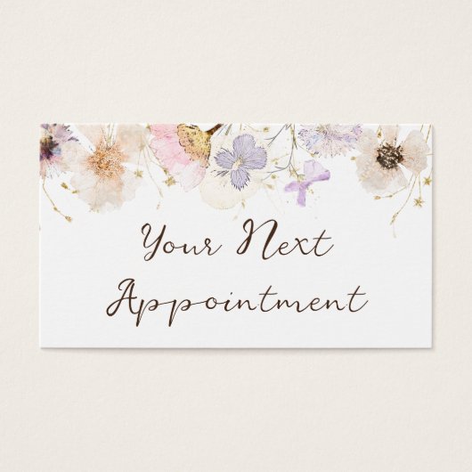 Fleurs séchées élégante carte de rendez-vous (Devant)