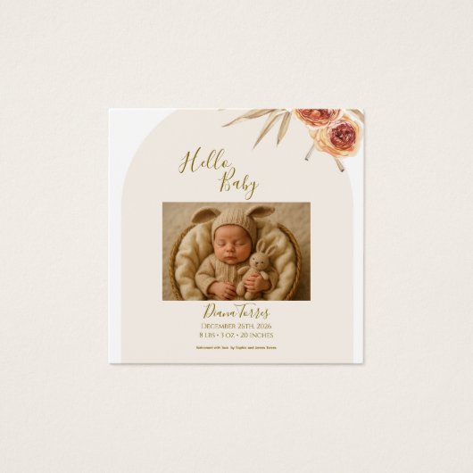 Fleurs séchées pastel crème Bonjour bébé (Devant)