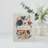 Fleurs séchées sur Cartes de remerciements en papi (Debout devant)