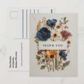 Fleurs séchées sur Cartes de remerciements en papi (Devant / Derrière)