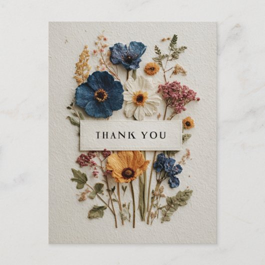 Fleurs séchées sur Cartes de remerciements en papi (Devant)
