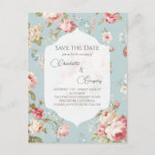 Fleurs Shabby Chic pour mariage carte de sauvegard (Devant)