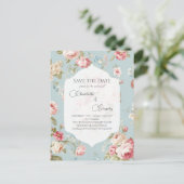 Fleurs Shabby Chic pour mariage carte de sauvegard (Debout devant)