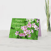 Fleurs Shamrocks roses Bonne carte St Patrick's Da (Devant)