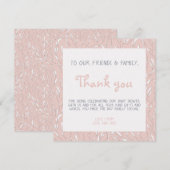 Fleurs simples baby shower rose carte de remerciem (Devant / Derrière)