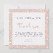 Fleurs simples baby shower rose carte de remerciem (Devant)
