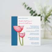 Fleurs simples bleu 2 Faire-part de mariage (Debout devant)