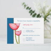 Fleurs simples bleu 2 mariage carte RSVP (Debout devant)