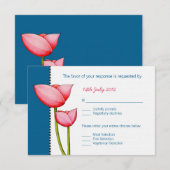 Fleurs simples bleu 2 mariage carte RSVP (Devant / Derrière)