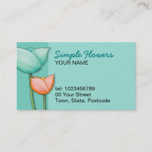 Fleurs simples Carte de visite orange turquoise