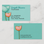 Fleurs simples Carte de visite orange turquoise (Devant / Derrière)