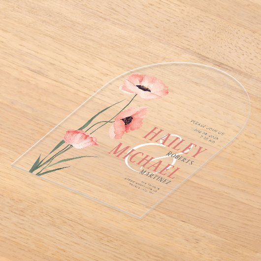 Fleurs simples de corail Invitation acrylique Mari (Poser)