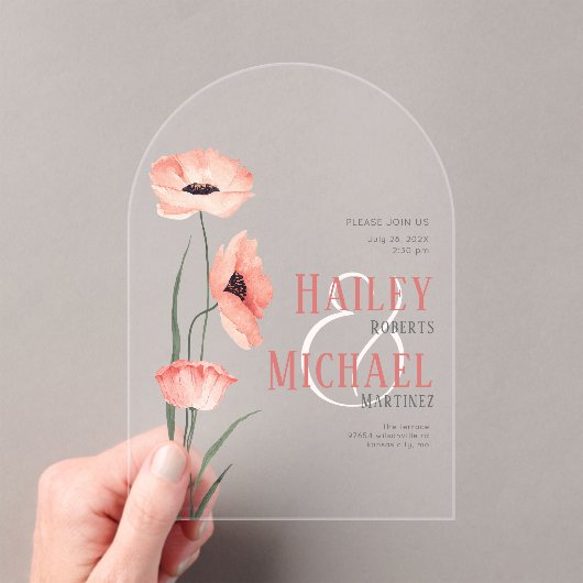 Fleurs simples de corail Invitation acrylique Mari (In situ (ordinateur de poche))