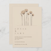 Fleurs simples Faire-part de mariage dans les tons (Devant / Derrière)