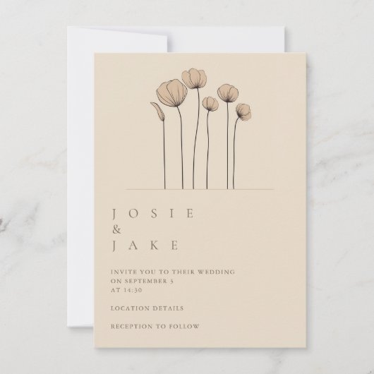 Fleurs simples Faire-part de mariage dans les tons (Devant)